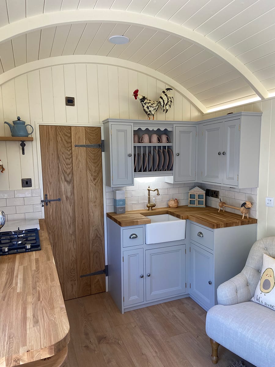 Kitchen in a Luxury Shepherds Hut